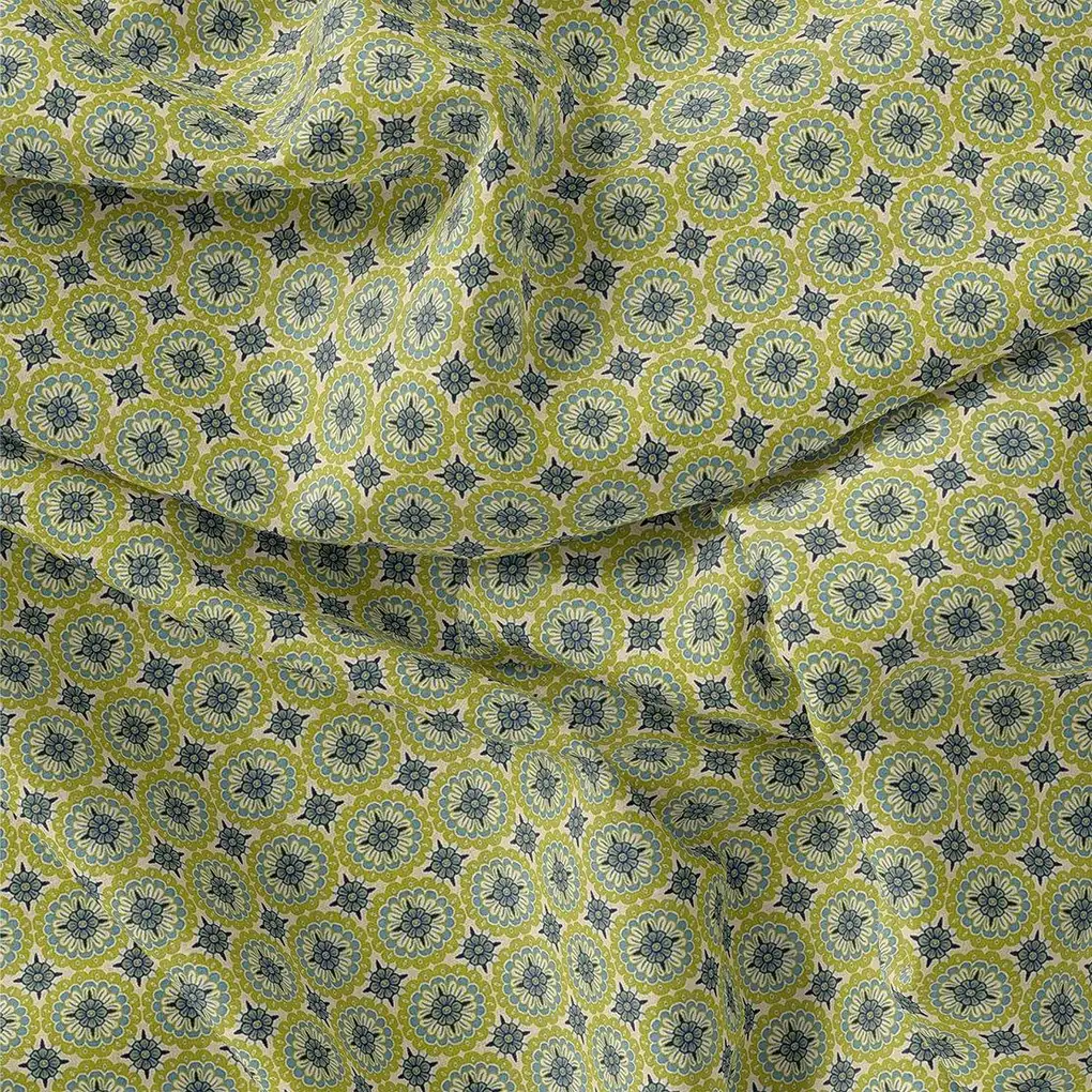 Attractive Tiny Green Link Flower Digital Printed Fabric - Weightless - Image 3