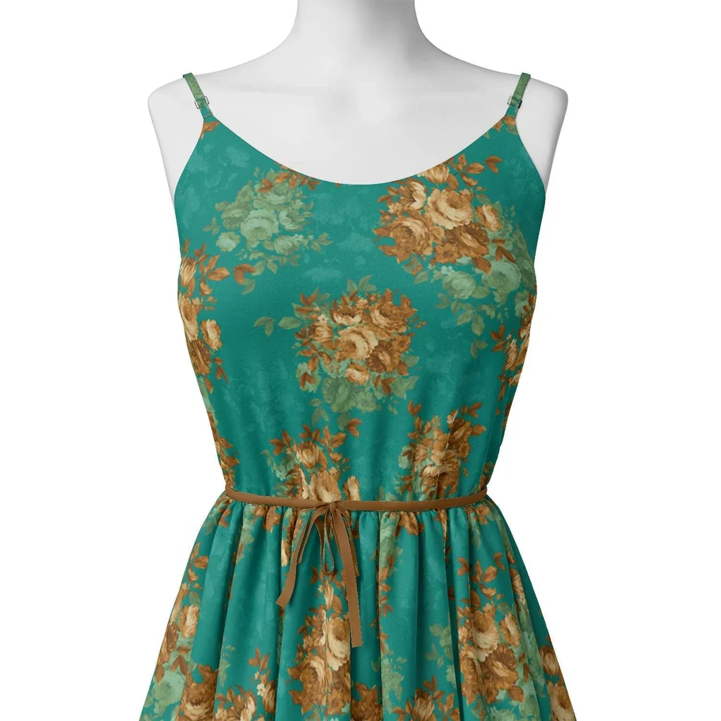 Attractive Watercolour Cathay Spice Colour Roses  Digital Printed Fabric - Image 2