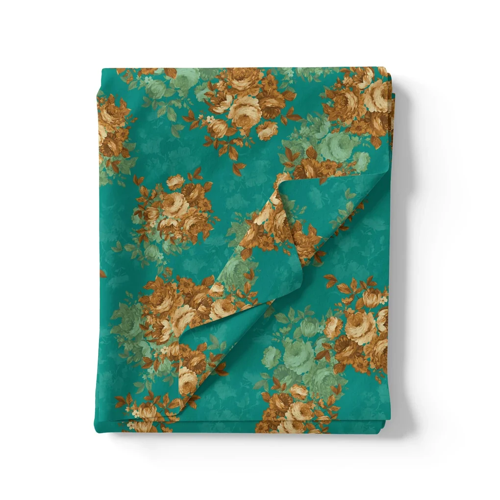 Attractive Watercolour Cathay Spice Colour Roses  Digital Printed Fabric - Image 3