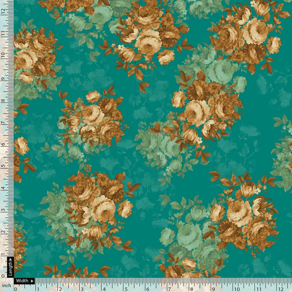 Attractive Watercolour Cathay Spice Colour Roses  Digital Printed Fabric - Image 5