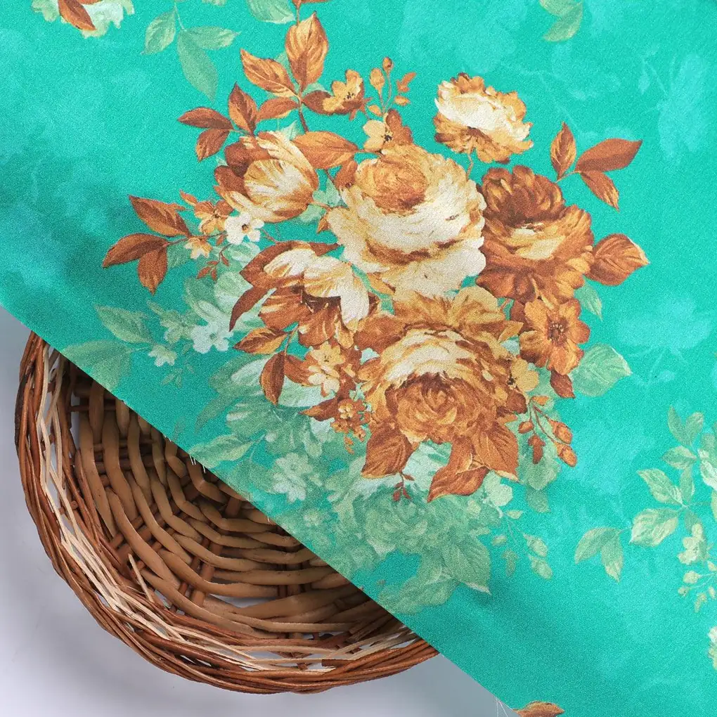 Attractive Watercolour Cathay Spice Colour Roses  Digital Printed Fabric - Japan Satin - Image 2