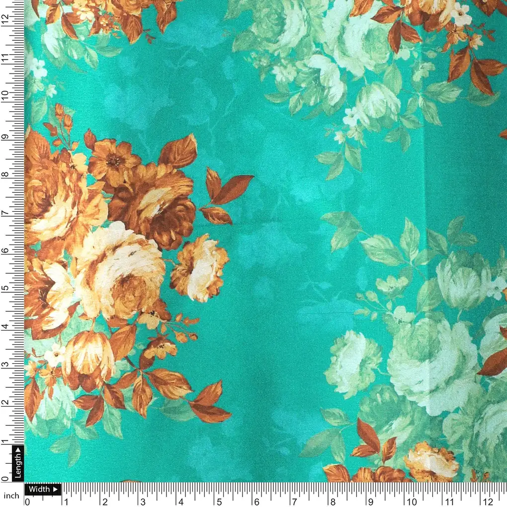 Attractive Watercolour Cathay Spice Colour Roses  Digital Printed Fabric - Japan Satin - Image 4