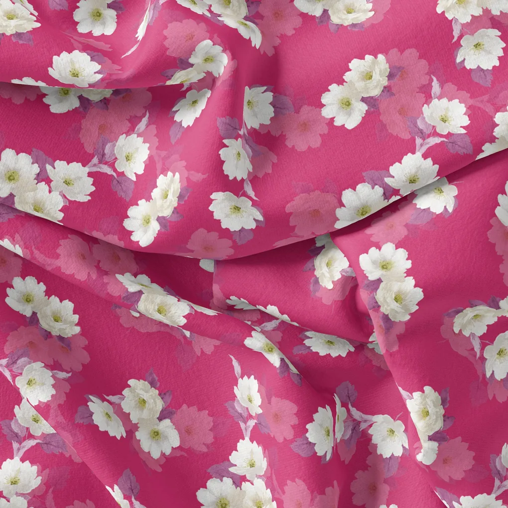 Attractive White Daffodil Flower Digital Printed Fabric - Weightless - Image 4