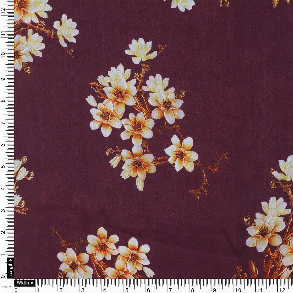 Attractive Yellow Lily Floral Flower Digital Printed Fabric - Kora Silk - Image 4