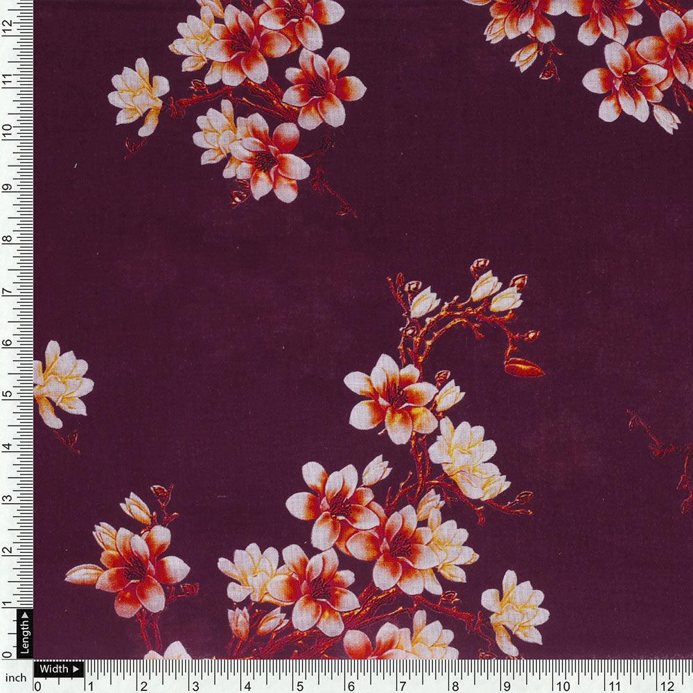 Attractive Yellow Lily Floral Flower Digital Printed Fabric - Pure Cotton - Image 4