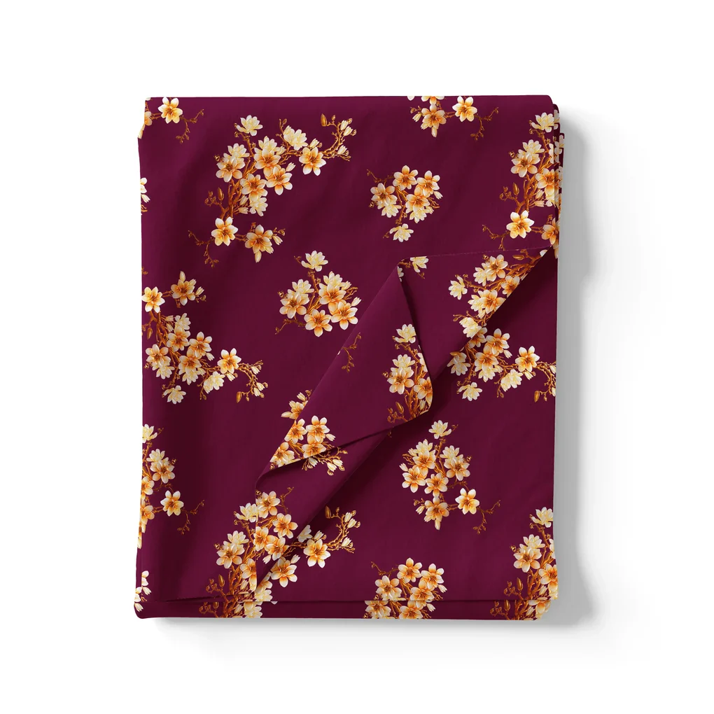 Attractive Yellow Lily Floral Flower Digital Printed Fabric - Weightless - Image 3