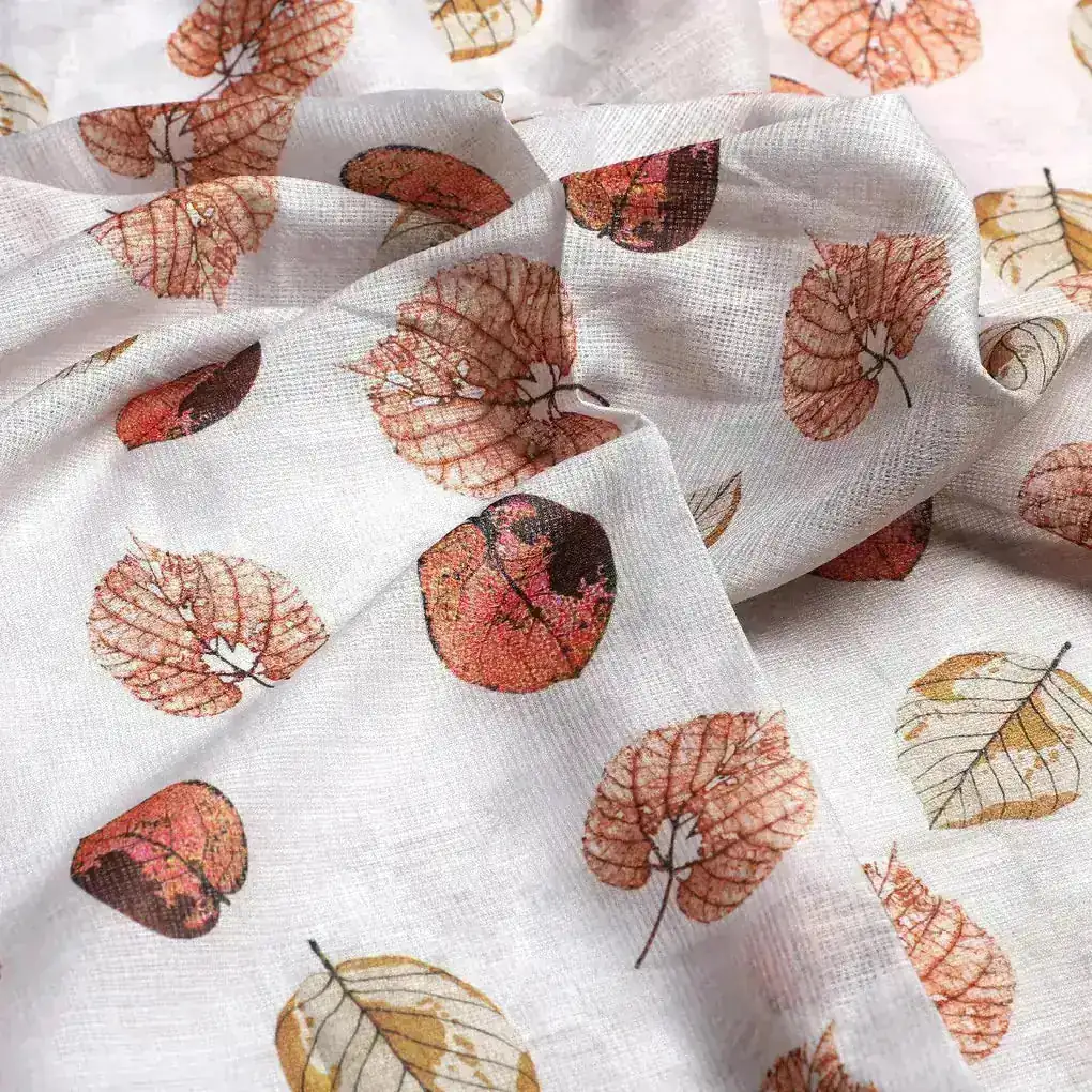 Autumn Leave Digital Printed Kota Doria Fabric - Image 3