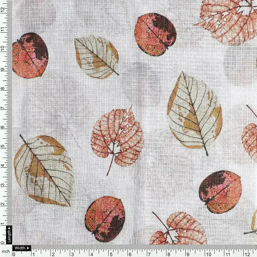 Autumn Leave Digital Printed Kota Doria Fabric - Image 4