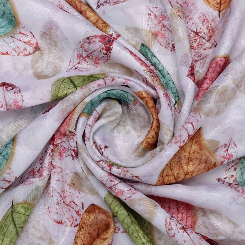 Autumnal Leaves Digital Print Soft Brasso Fabric - Image 2