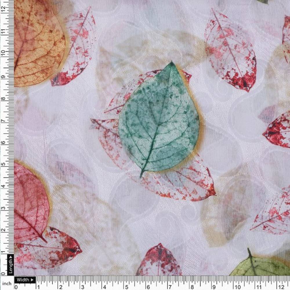 Autumnal Leaves Digital Print Soft Brasso Fabric - Image 4