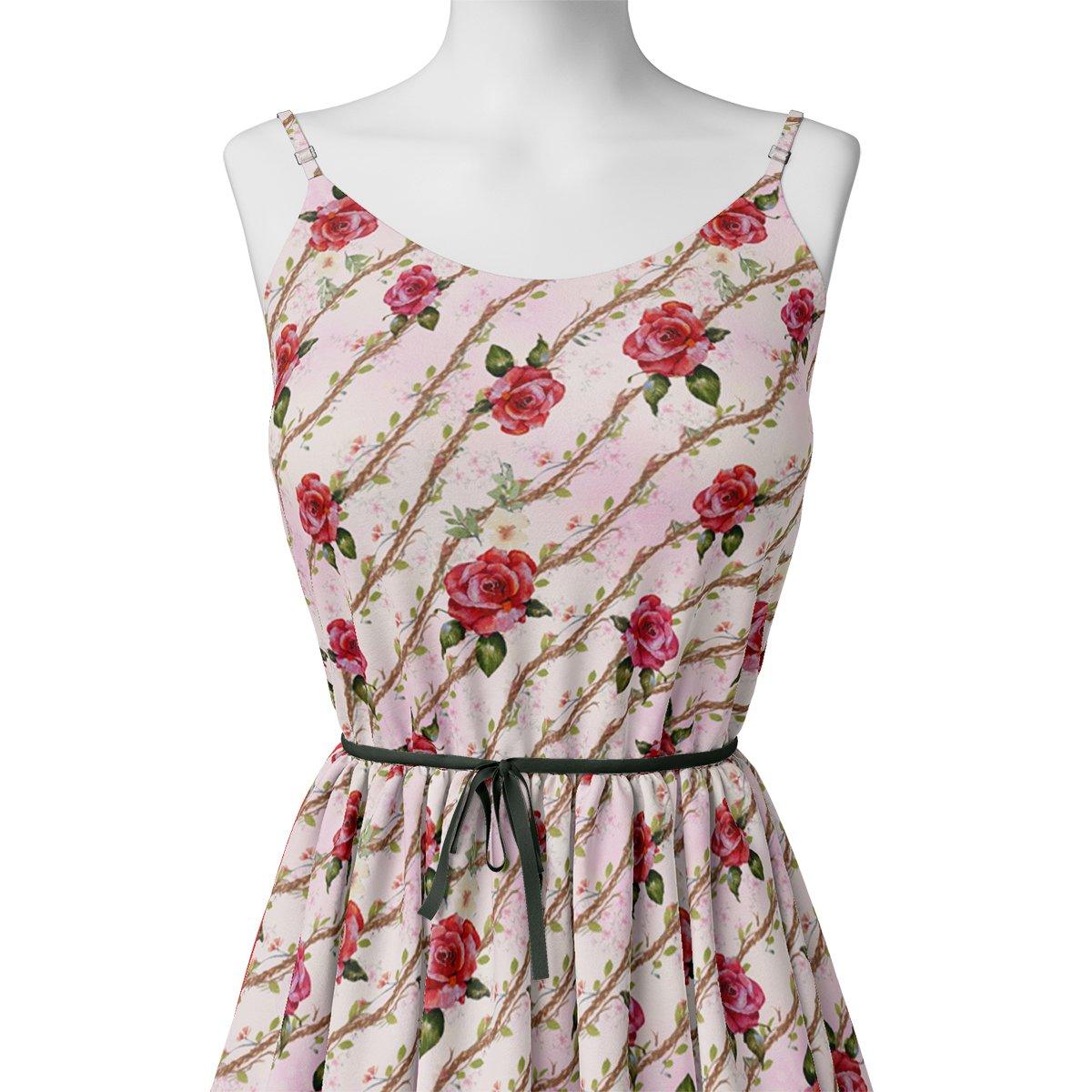 Autumnal Red Roses With Leaves Digital Printed Fabric - Image 2