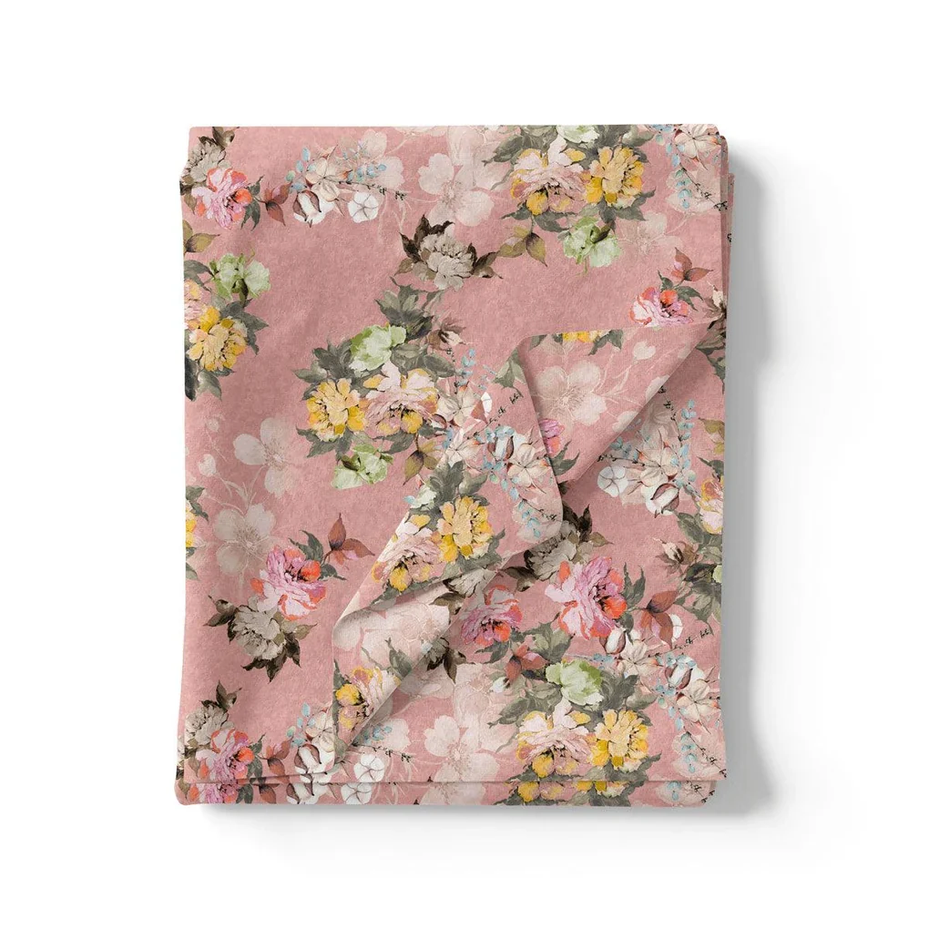 Baby Pink Flower Weightless Printed Fabric - Image 3