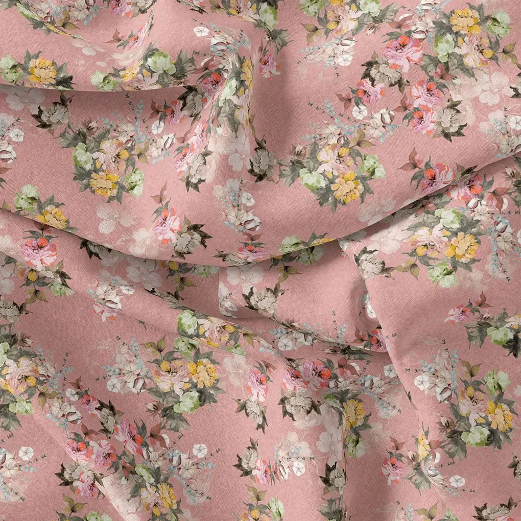Baby Pink Flower Weightless Printed Fabric - Image 4
