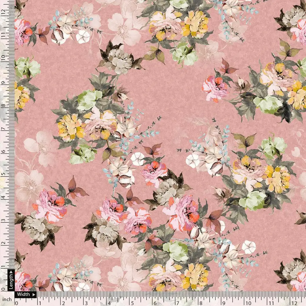 Baby Pink Flower Weightless Printed Fabric - Image 5