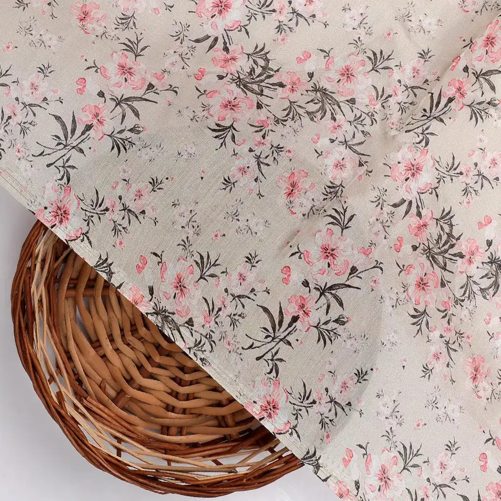 Lightgreen Floral Pure Muslin Printed Fabric Material - Image 2