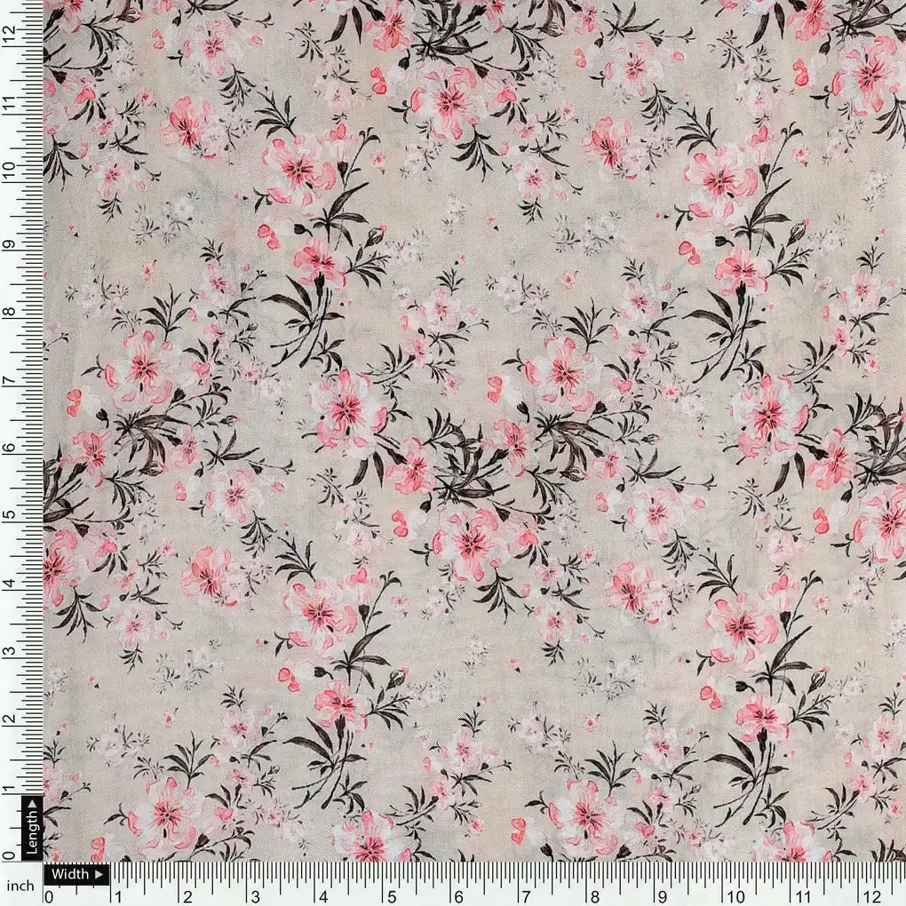 Lightgreen Floral Pure Muslin Printed Fabric Material - Image 4
