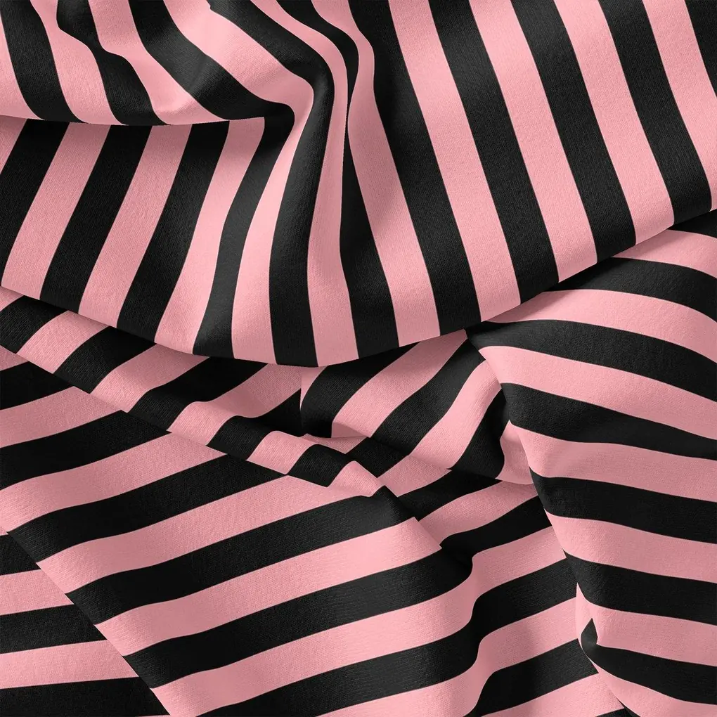 Bayadere Stripes Black With Pink Digital Printed Fabric - Image 3