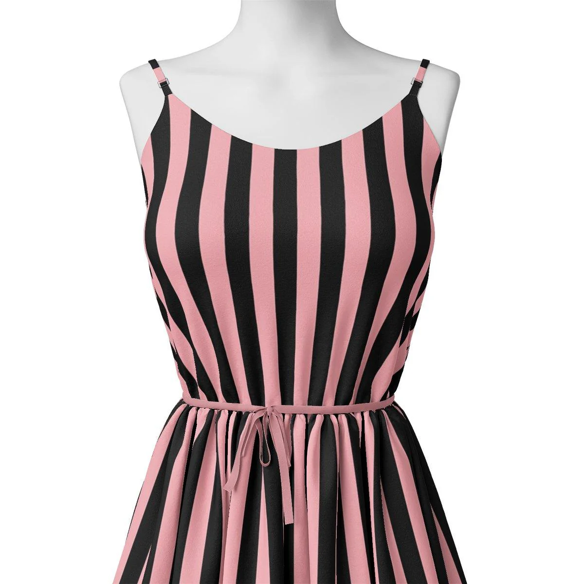 Bayadere Stripes Black With Pink Digital Printed Fabric - Image 4