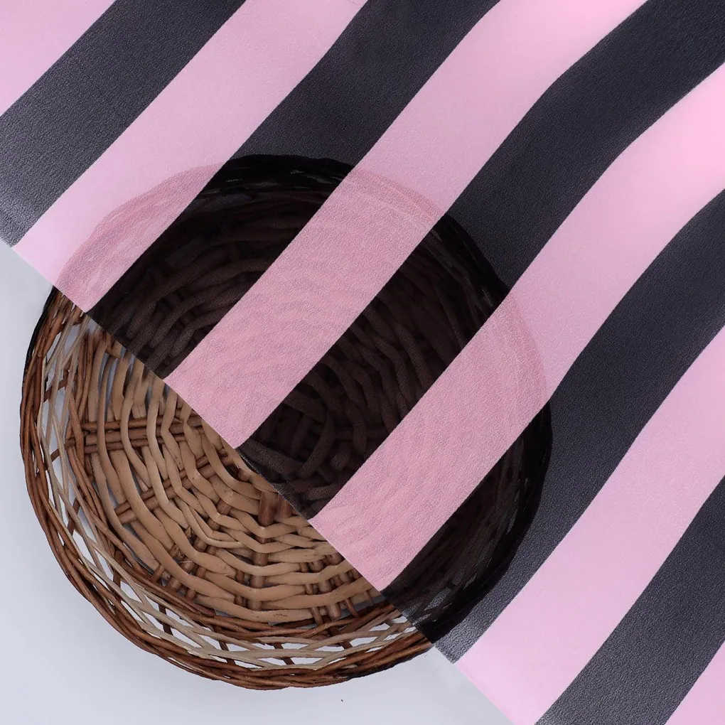 Bayadere Stripes Black With Pink Digital Printed Fabric - Weightless - Image 2