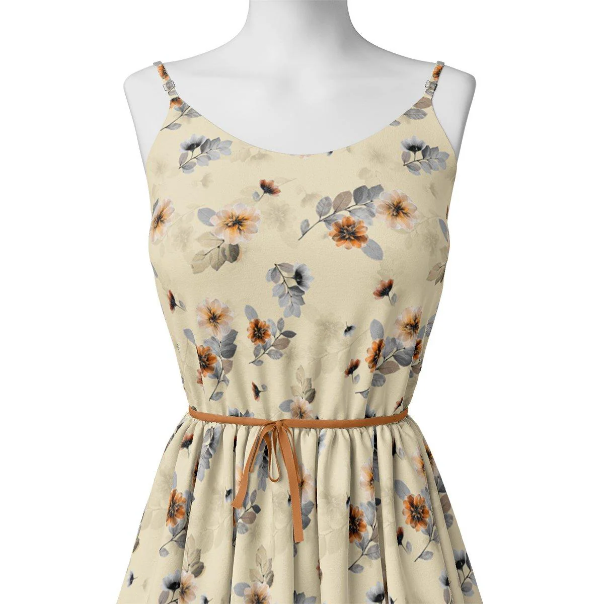 Beautiful Anemone Flower Bunch Digital Printed Fabric - Image 2