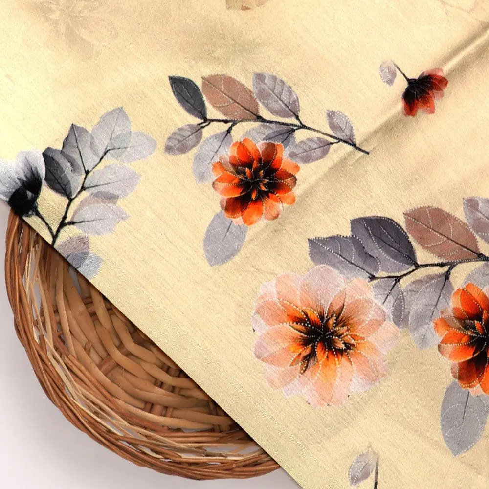 Beautiful Anemone Flower Bunch Digital Printed Fabric - Japan Satin - Image 2