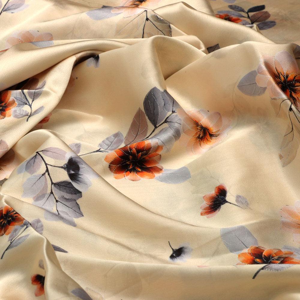 Beautiful Anemone Flower Bunch Digital Printed Fabric - Japan Satin - Image 3