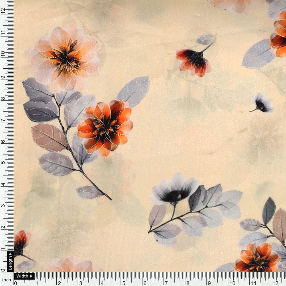 Beautiful Anemone Flower Bunch Digital Printed Fabric - Japan Satin - Image 4