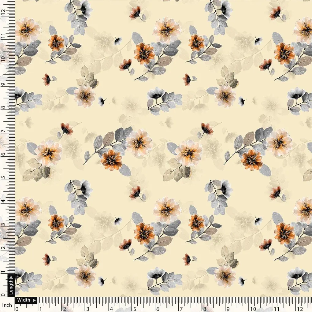 Beautiful Anemone Flower Bunch Digital Printed Fabric - Pure Cotton - Image 4