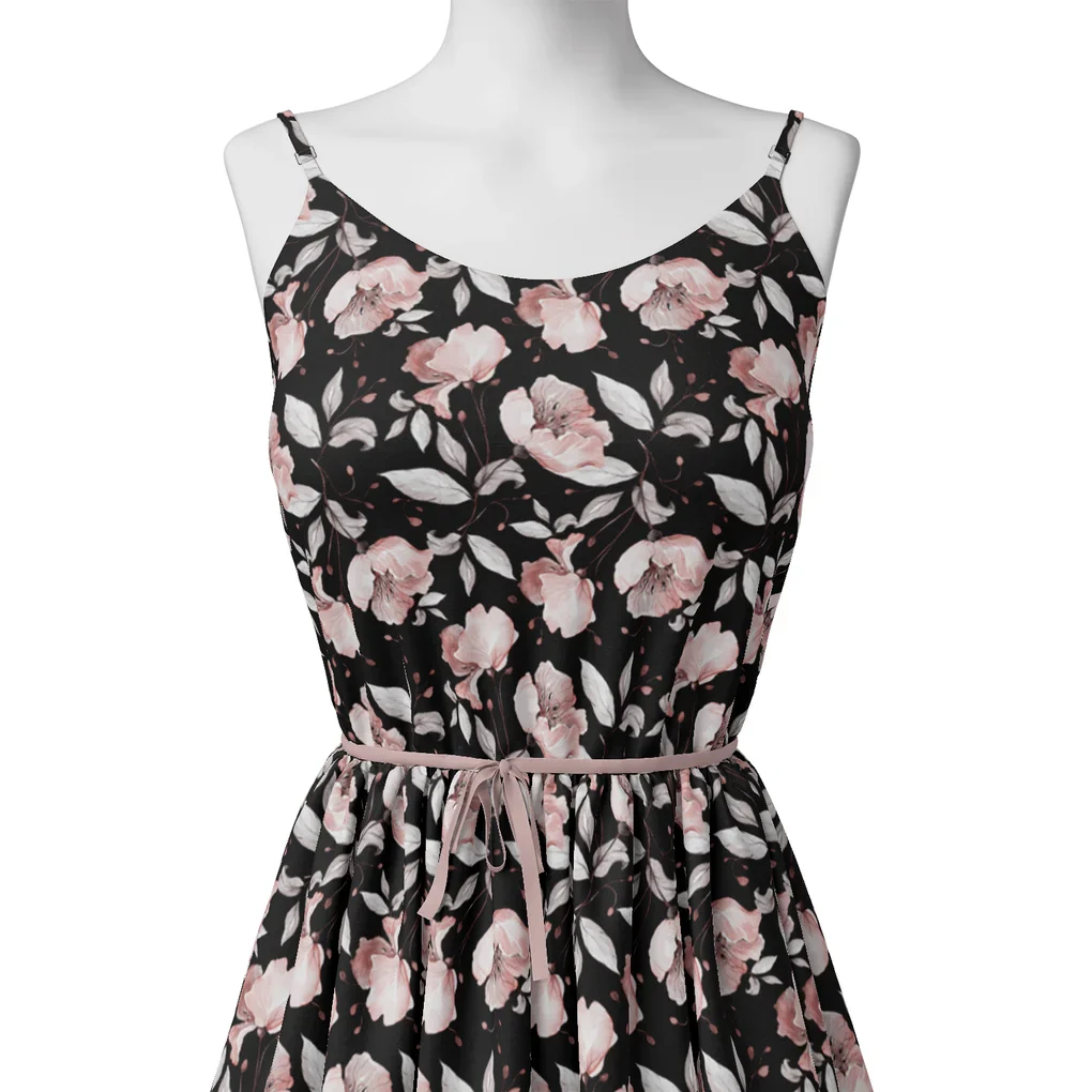 Beautiful Baby Pink Roses With Gray Leaves Digital Printed Fabric - Image 2