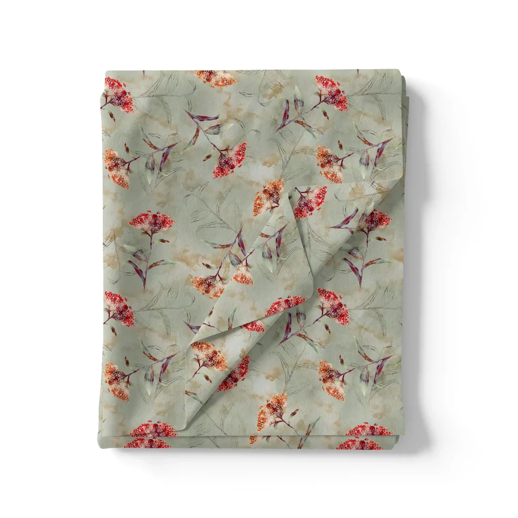 Beautiful Botanical Ixora Flower Digital Printed Fabric - Image 3
