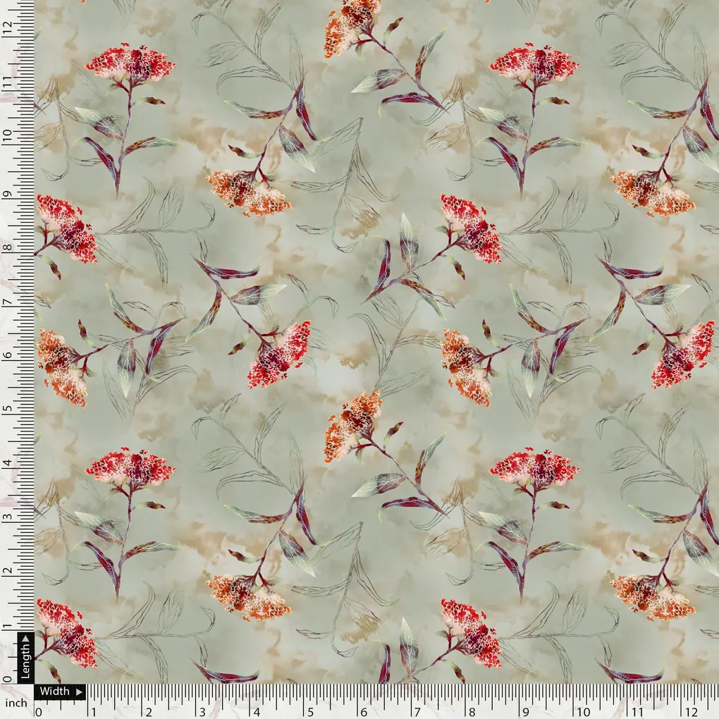 Beautiful Botanical Ixora Flower Digital Printed Fabric - Image 5