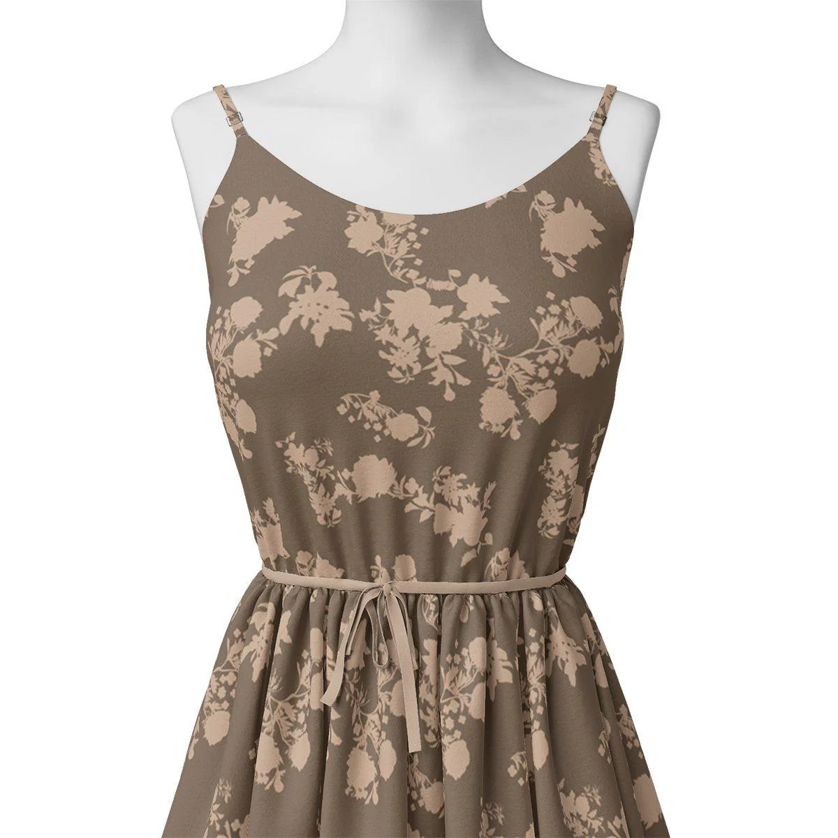 Beautiful Brown Floral Branch Digital Printed Fabric - Image 2