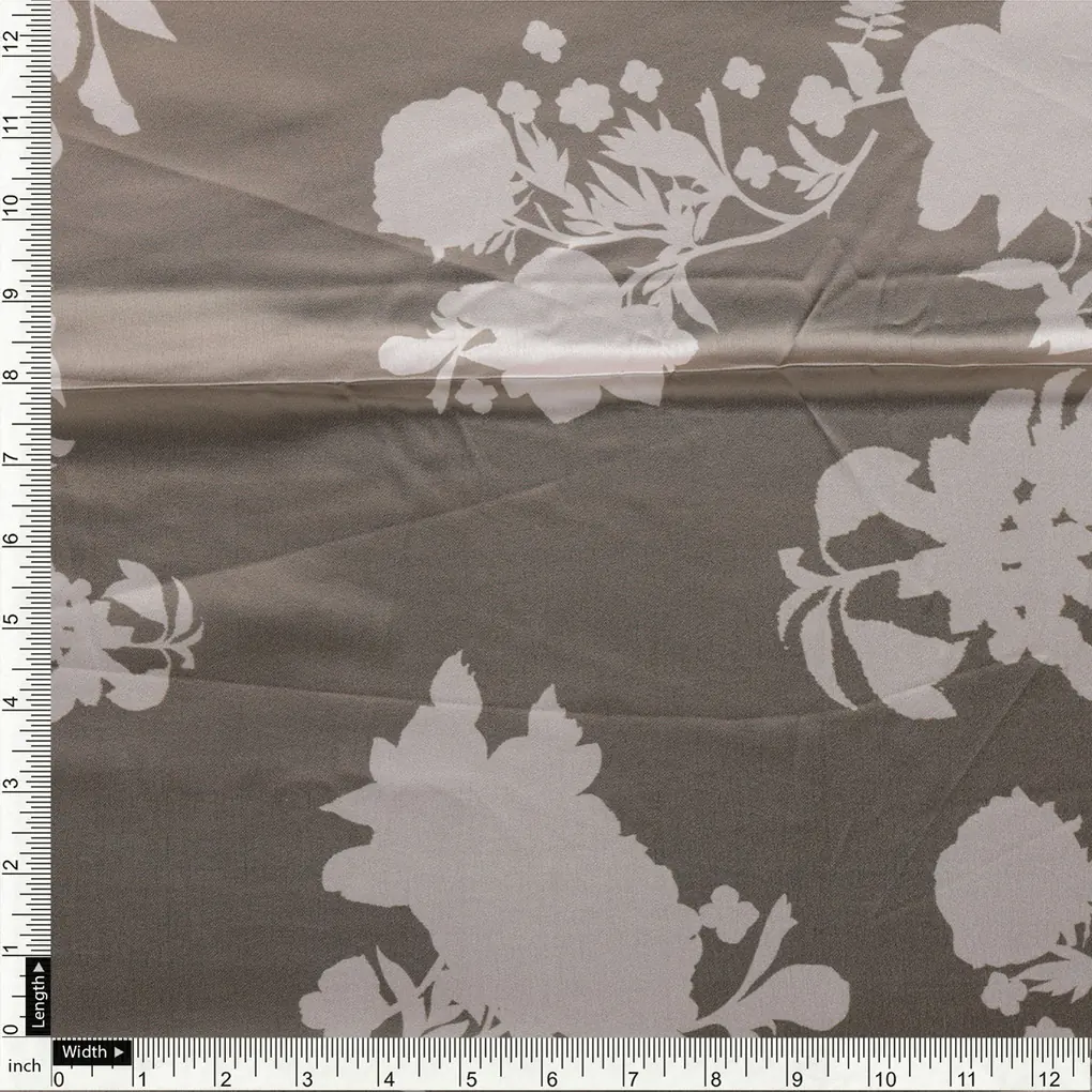 Beautiful Brown Floral Branch Digital Printed Fabric - Japan Satin - Image 4