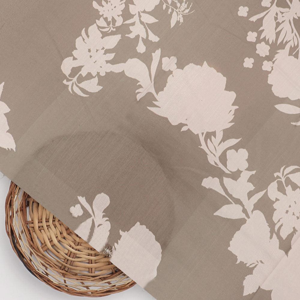 Beautiful Brown Floral Branch Digital Printed Fabric - Muslin - Image 2