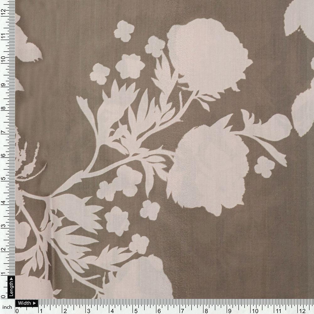 Beautiful Brown Floral Branch Digital Printed Fabric - Muslin - Image 4