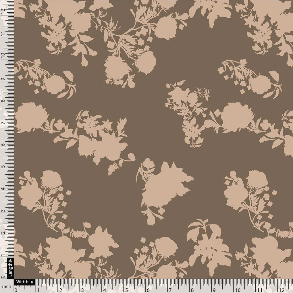 Beautiful Brown Floral Branch Digital Printed Fabric - Weightless - Image 4