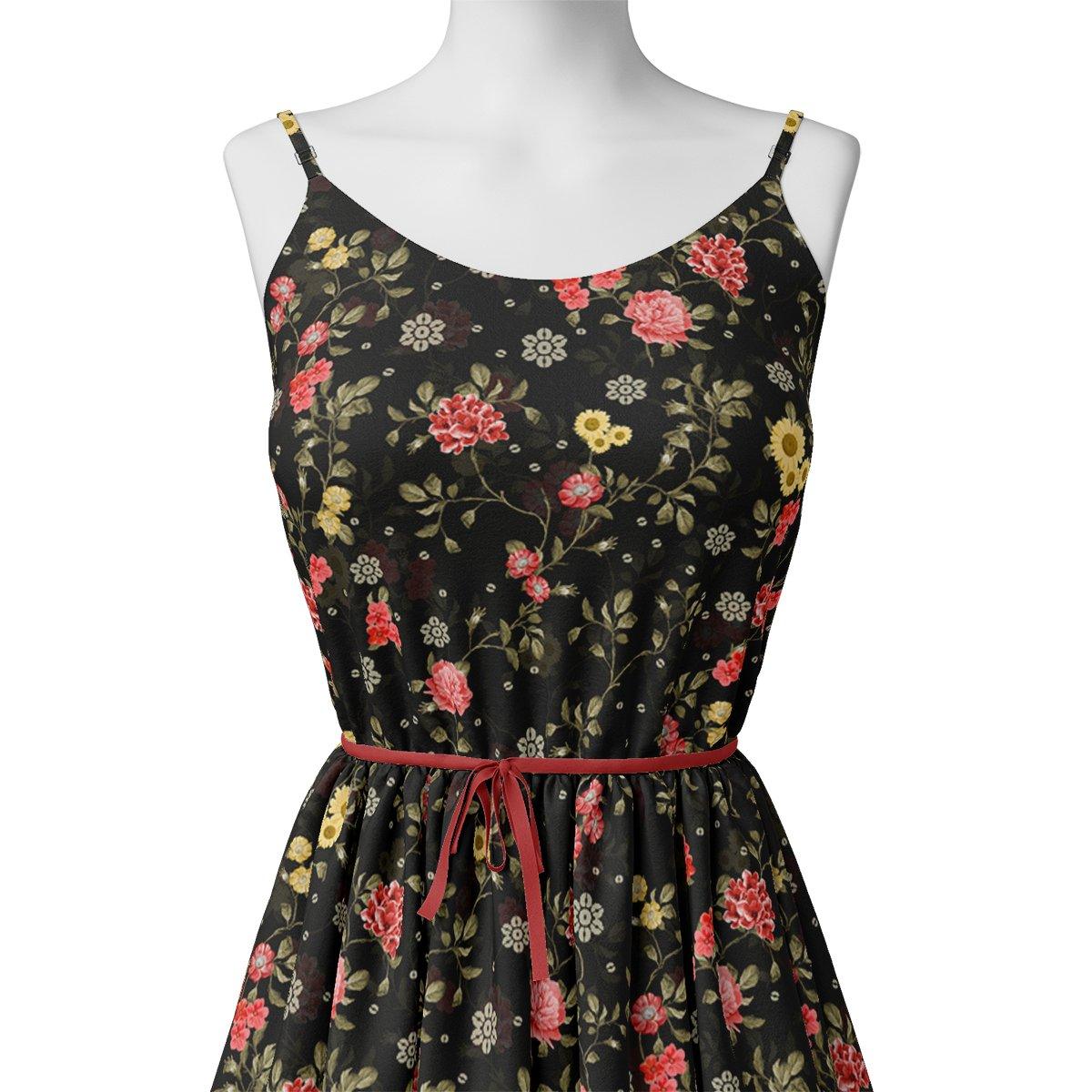 Beautiful Calico Flower With Branch Digital Printed Fabric - Kora Silk - Image 2
