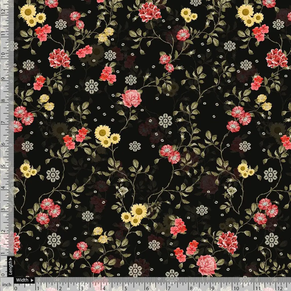 Beautiful Calico Flower With Branch Digital Printed Fabric - Weightless - Image 5