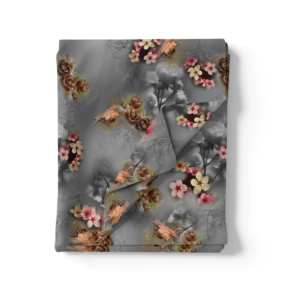 Beautiful Daffodil Flower With Vintage Background Digital Printed Fabric - Image 3