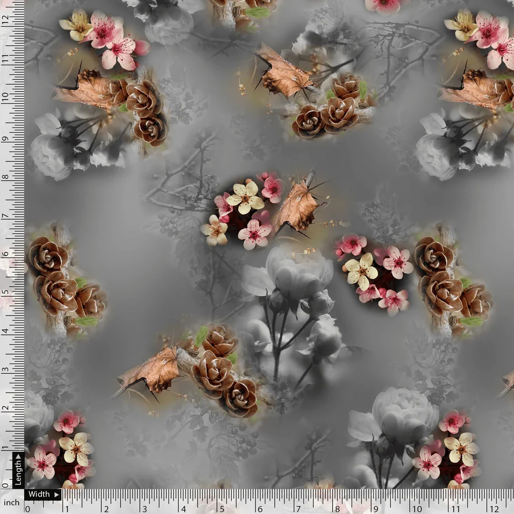Beautiful Daffodil Flower With Vintage Background Digital Printed Fabric - Image 5