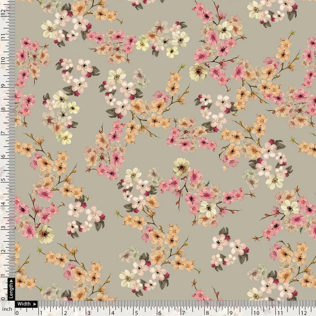 Beautiful Ditsy Gold Sand With Pot Pourri Colour Digital Printed Fabric - Image 4