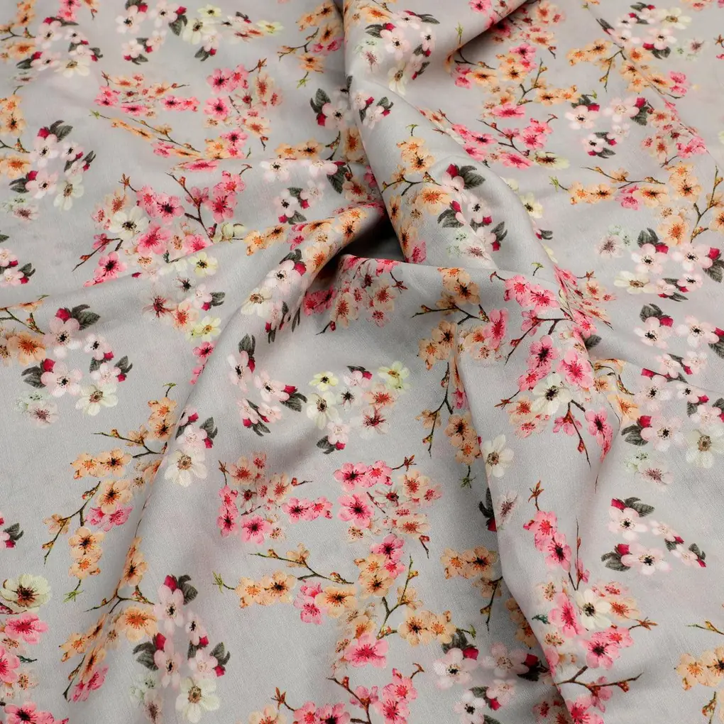 Beautiful Ditsy Gold Sand With Pot Pourri Colour Digital Printed Fabric - Kora Silk - Image 3