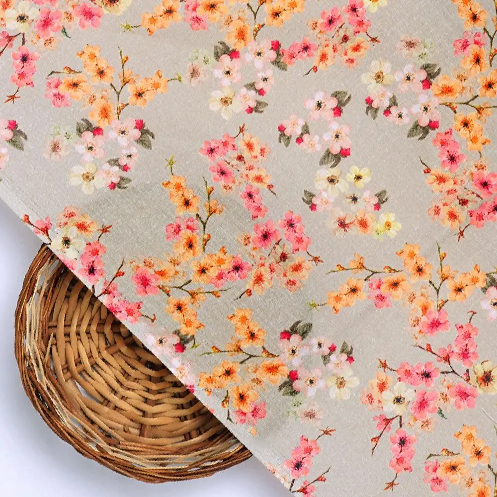 Beautiful Ditsy Gold Sand With Pot Pourri Colour Digital Printed Fabric - Cotton - Image 3
