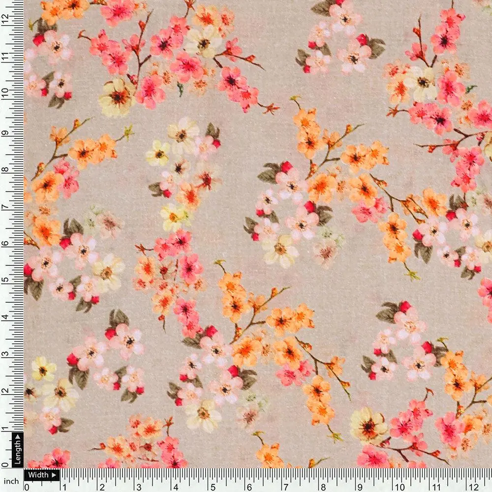 Beautiful Ditsy Gold Sand With Pot Pourri Colour Digital Printed Fabric - Cotton - Image 4