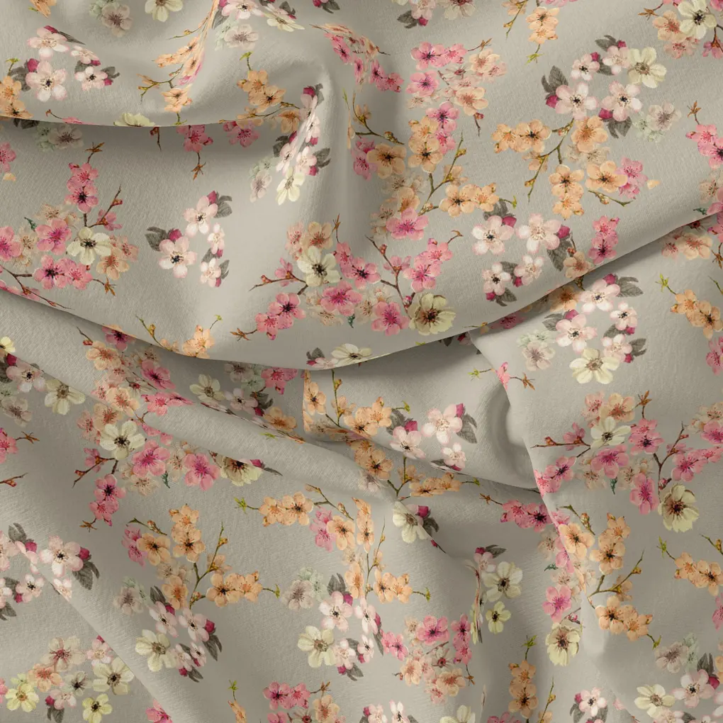 Beautiful Ditsy Gold Sand With Pot Pourri Colour Digital Printed Fabric - Weightless - Image 3