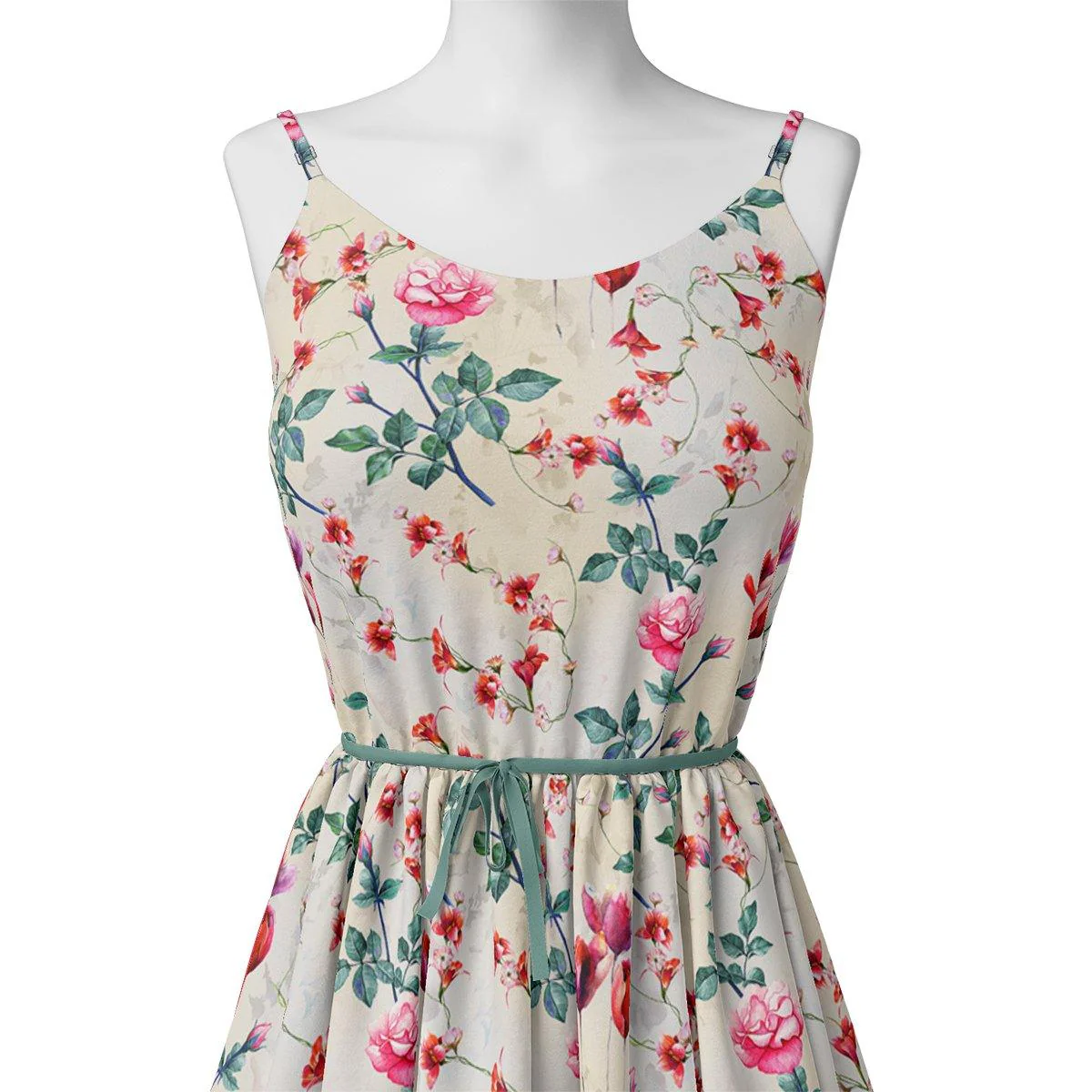 Beautiful Ditsy Red Rose With Lavender Rose  - Japan Satin - Image 2