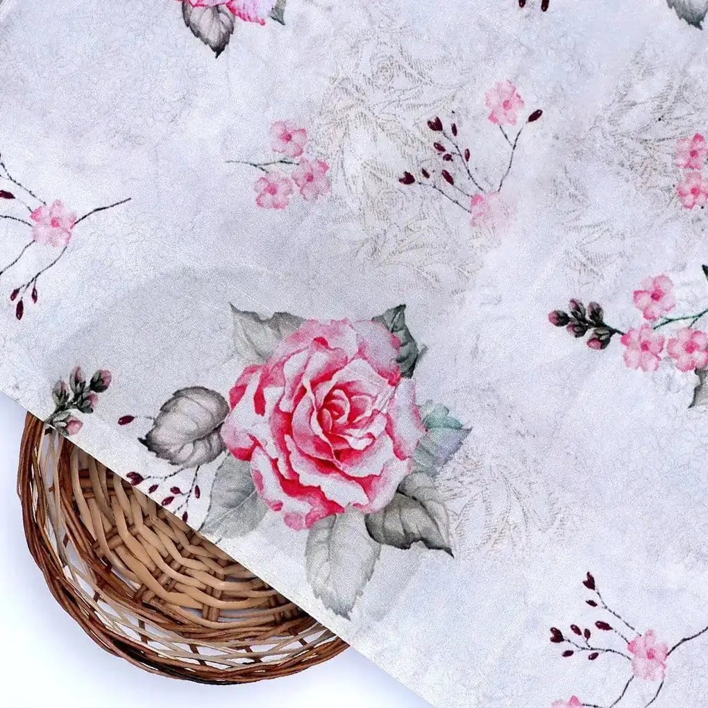 Beautiful Floating Pink Rose Digital Printed Fabric - Image 2