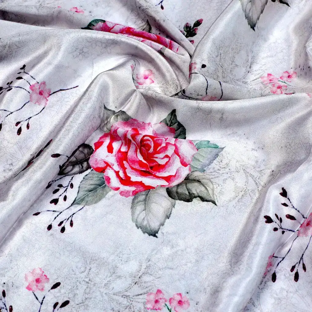 Beautiful Floating Pink Rose Digital Printed Fabric - Image 3