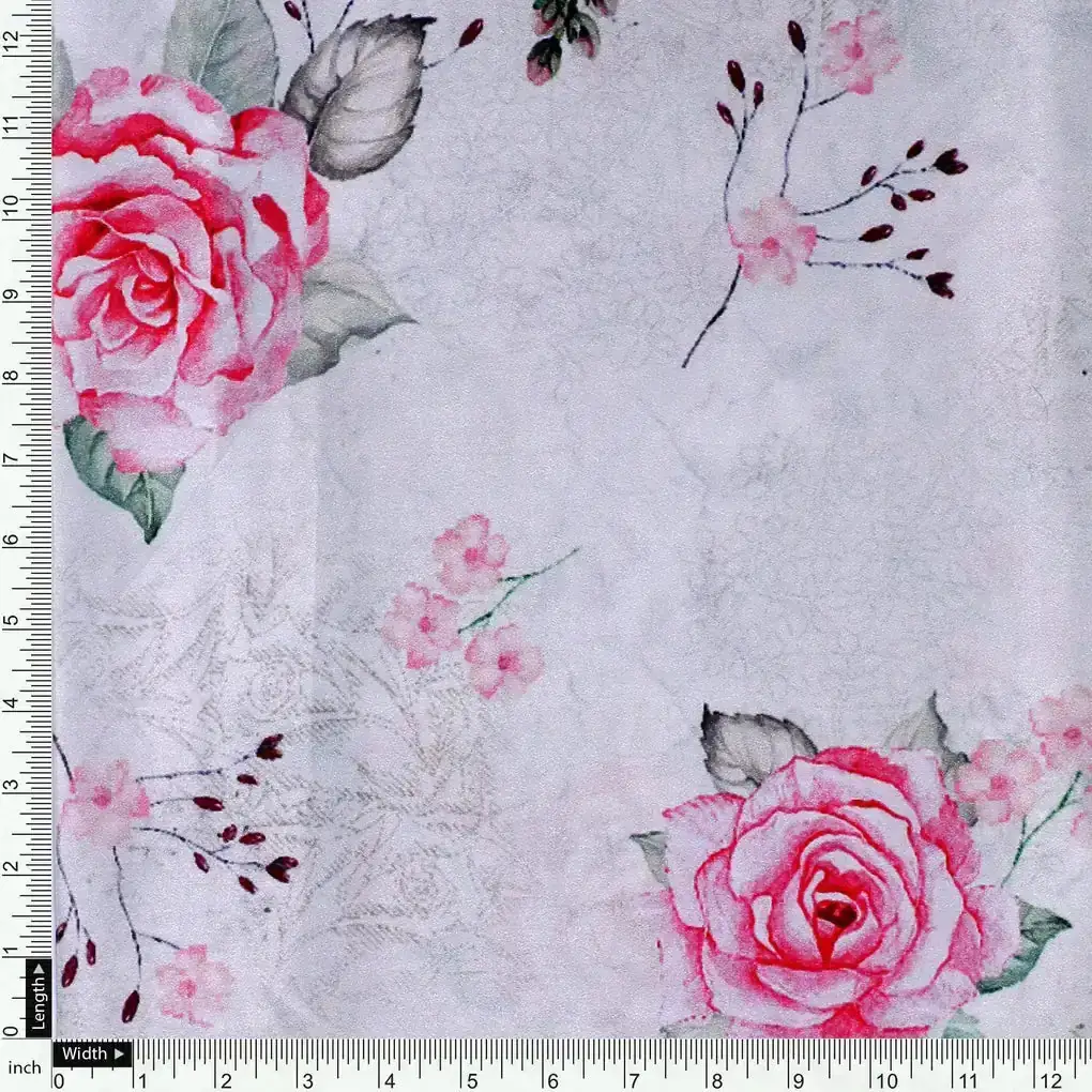 Beautiful Floating Pink Rose Digital Printed Fabric - Image 4