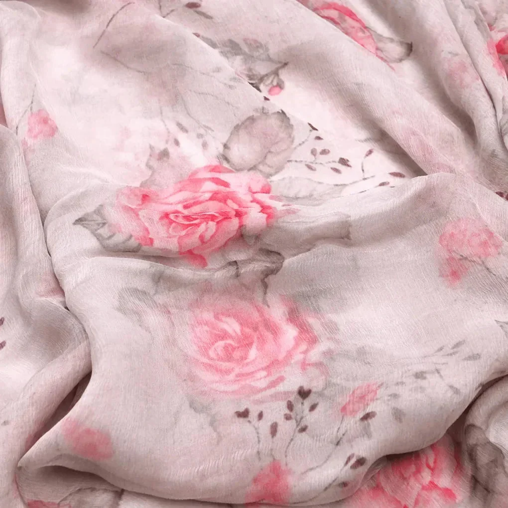 Beautiful Floating Pink Rose Digital Printed Fabric - Image 3